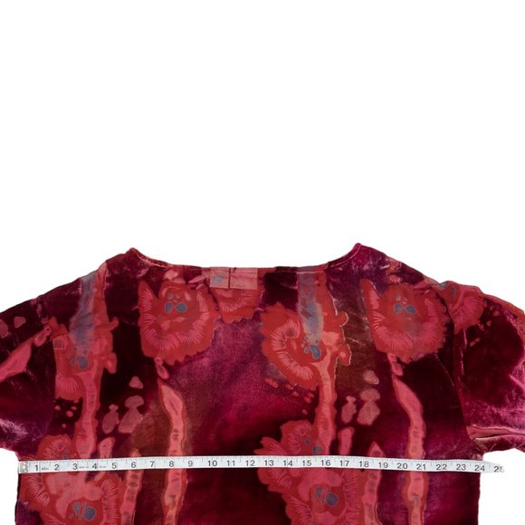 Burn Out Velvet Pullover Top Burgundy Deep Mauve Pink Long Sleeve Womens 16 - Picture 10 of 11